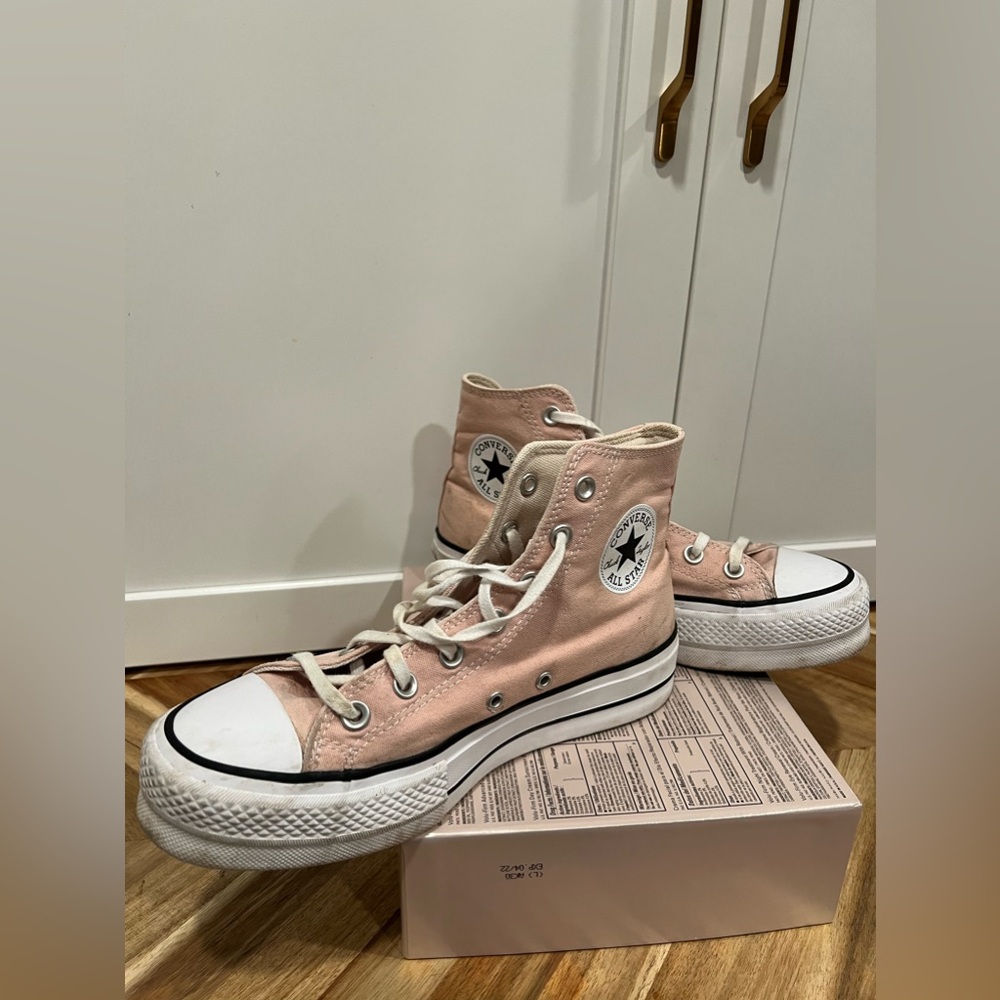 Converse high tops pink size 8 platform or thick soles